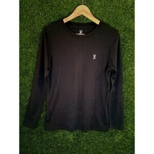 Psycho Bunny Men's Black Long Sleeve T-Shirt Size 2 XXS 100% Pima Cotton Peru